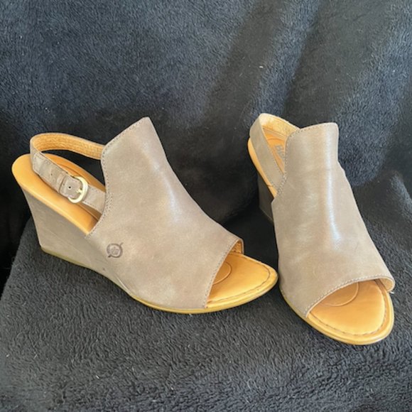 Born Bevi Wedge Slingback Sandals in Tan - Picture 1 of 7